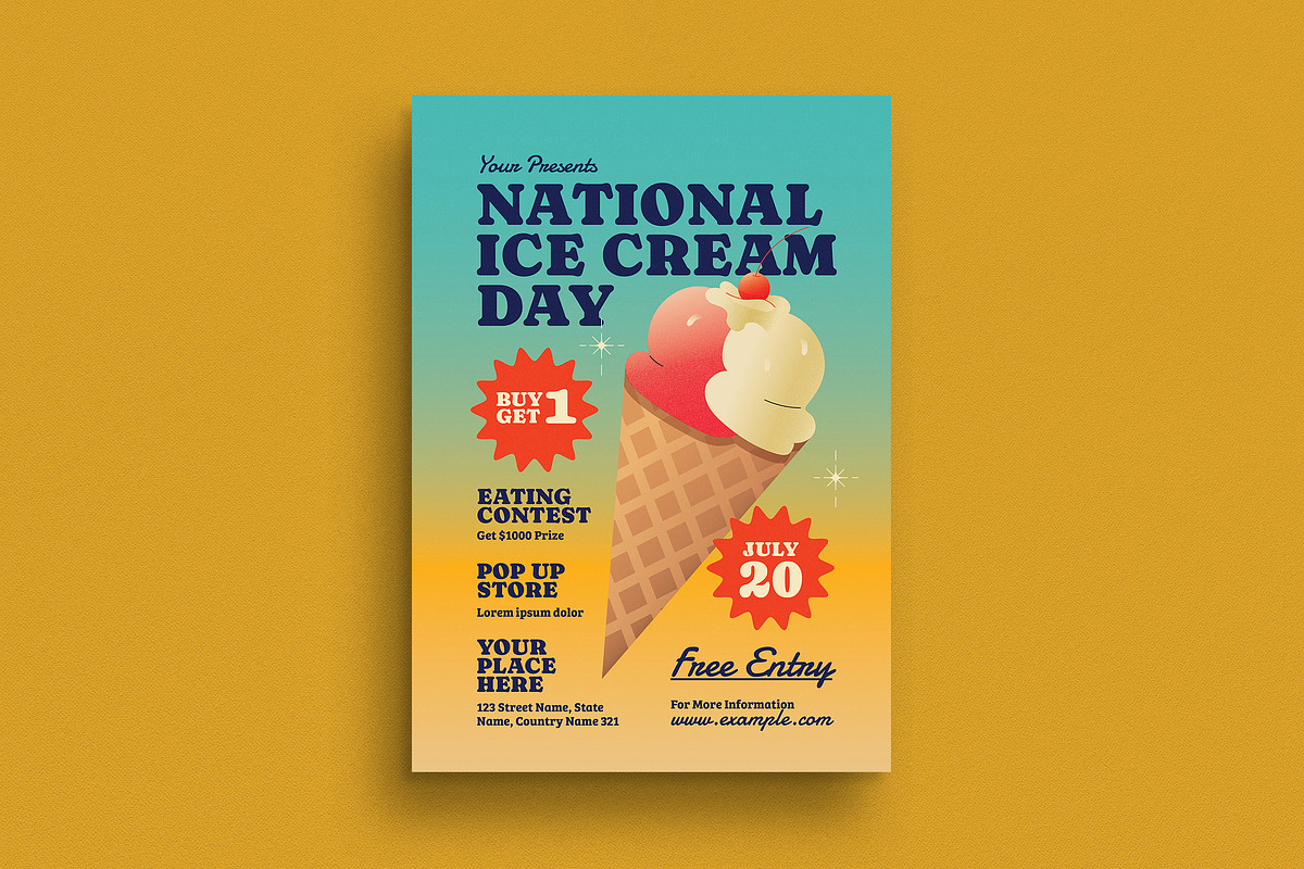 National Ice Cream Day Flyer, a Flyer Template by Guuver (Photo 1 of 3)