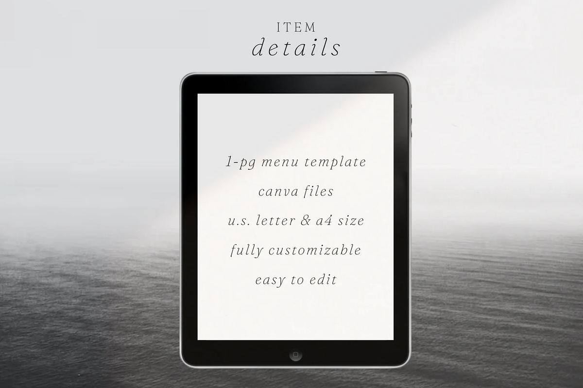 1 Page Simple Menu Template Canva, a Marketing Template by frommakertomaker (Photo 6 of 7)