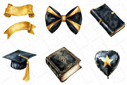Watercolor Black & Gold Graduation D, an Illustration by DreamPrint404 (Thumbnail 3 of 7)
