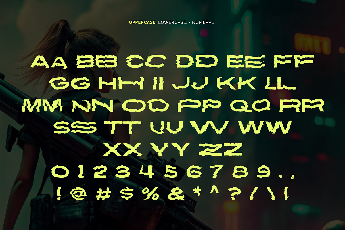 Glockr - Broken Cyberpunk Font, a Sans Serif Font by AaType. (Photo 3 of 6)