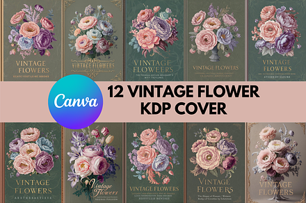 12 Vintage Flower Cover Book