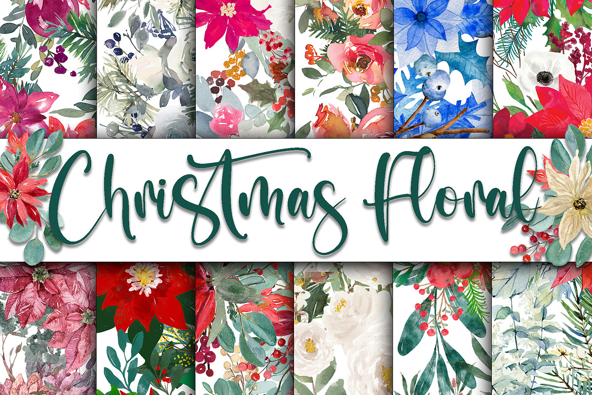 Floral Digital Paper Bundle, a Texture Illustration by OldMarket Designs (Photo 4 of 13)