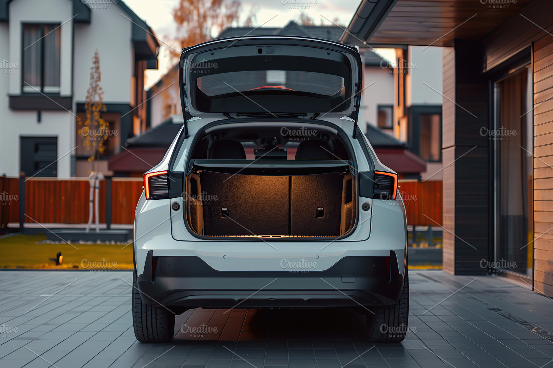Modern car with open empty trunk, a Transportation Photo by AlyaAnd