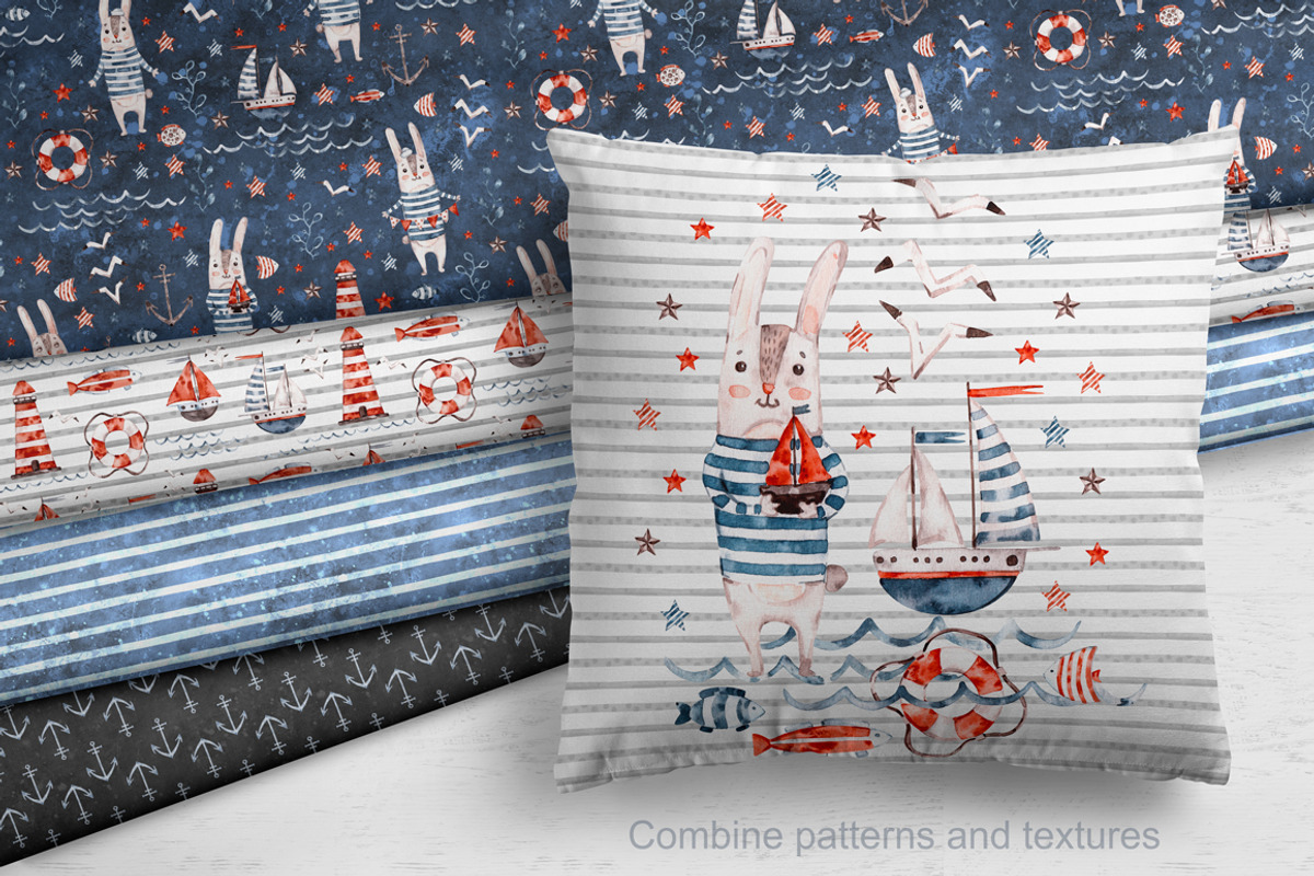 Nautical cute sea seamless patterns, a Pattern Graphic by UlitkaStudio (Photo 9 of 17)