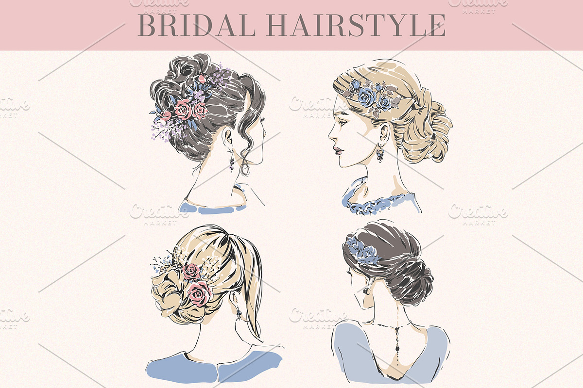 Bridal Hairstyle Illustration Set, a Person Illustration by Elena Naumchenkova (Photo 2 of 3)