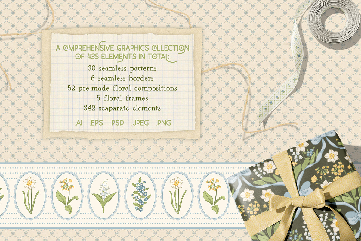 Vintage Spring Floral Patterns, a Pattern Graphic by PATTERNS etc. (Photo 2 of 19)