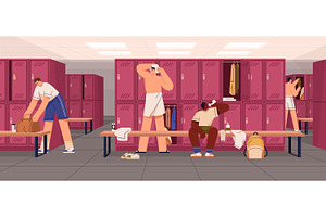 Men's dressing or locker room in gym, a Sport Illustration by Good Studio