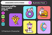 Unicorn With Food Cartoon Vector, a Food Illustration by Artstorystudio (Thumbnail 1 of 6)