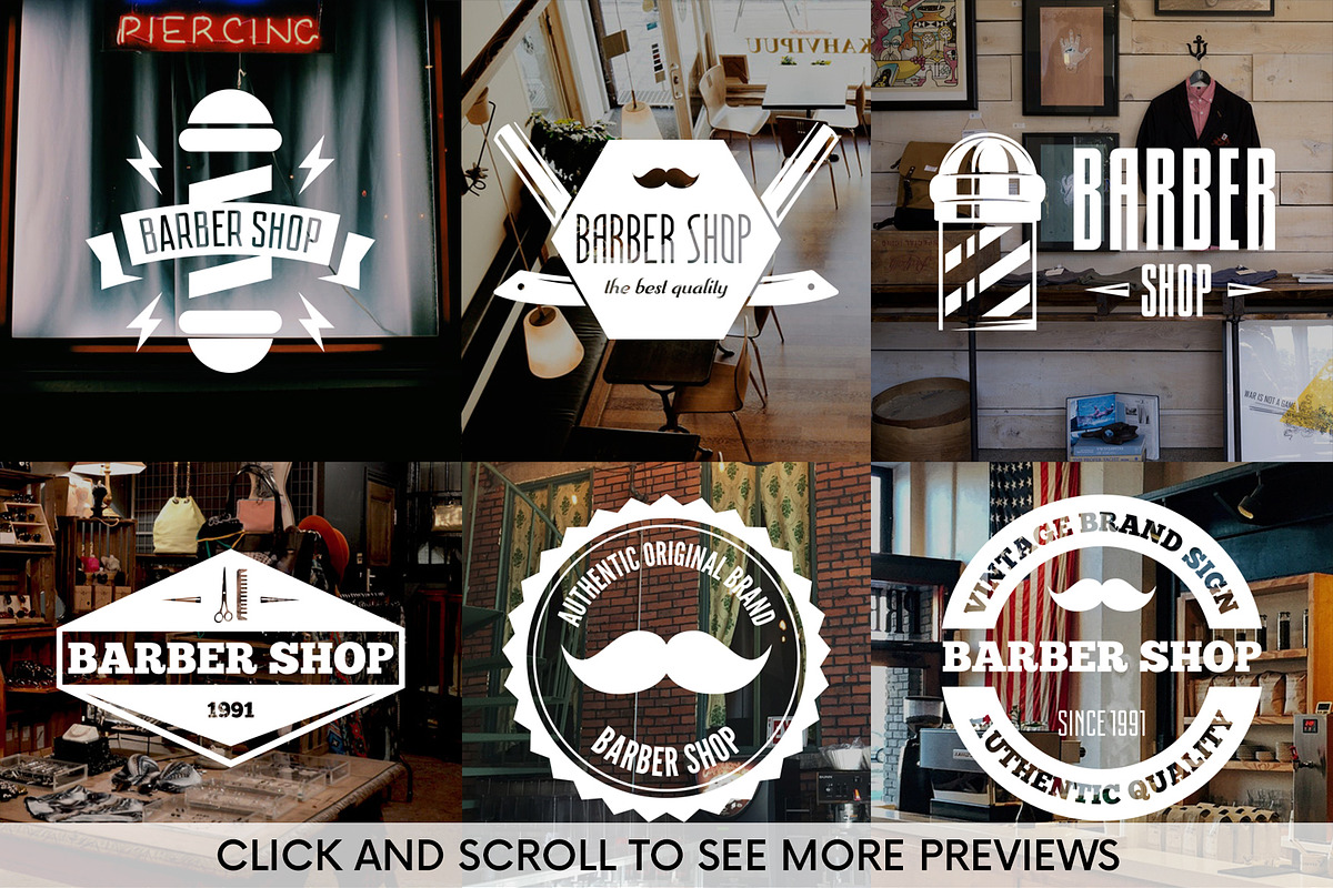 Vintage Barber Shop Badges & Labels, a Branding & Logo Template by Lustra Frisk (Photo 2 of 3)