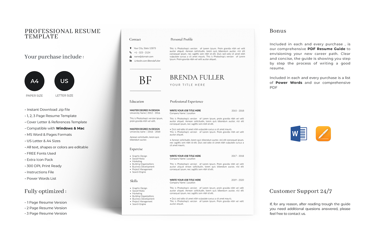 5 Page Professional Resume Template, a Resume Template by GraphicFlava (Photo 1 of 8)