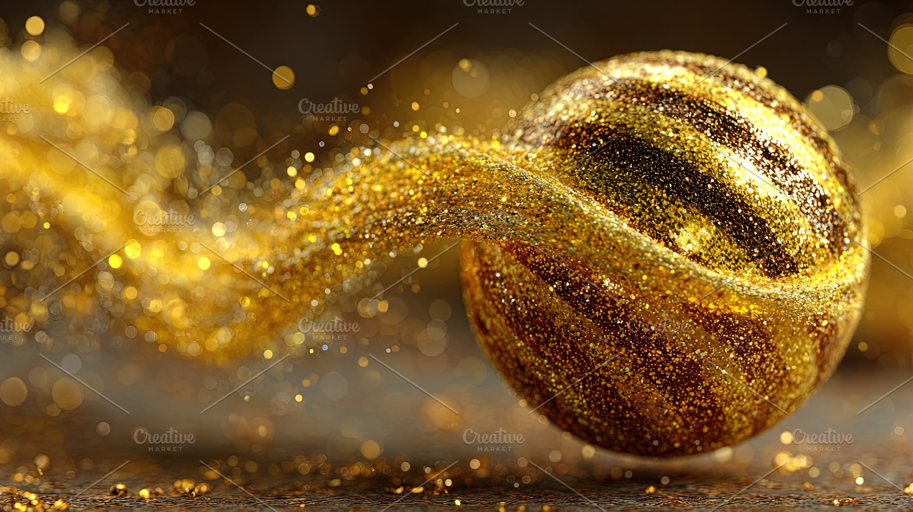 Golden Glitter Christmas Ornament, an Abstract Photo by Ales Munt