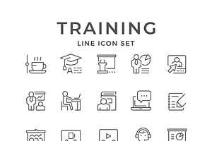 Set line icons of training, an Outline Icon by motorama