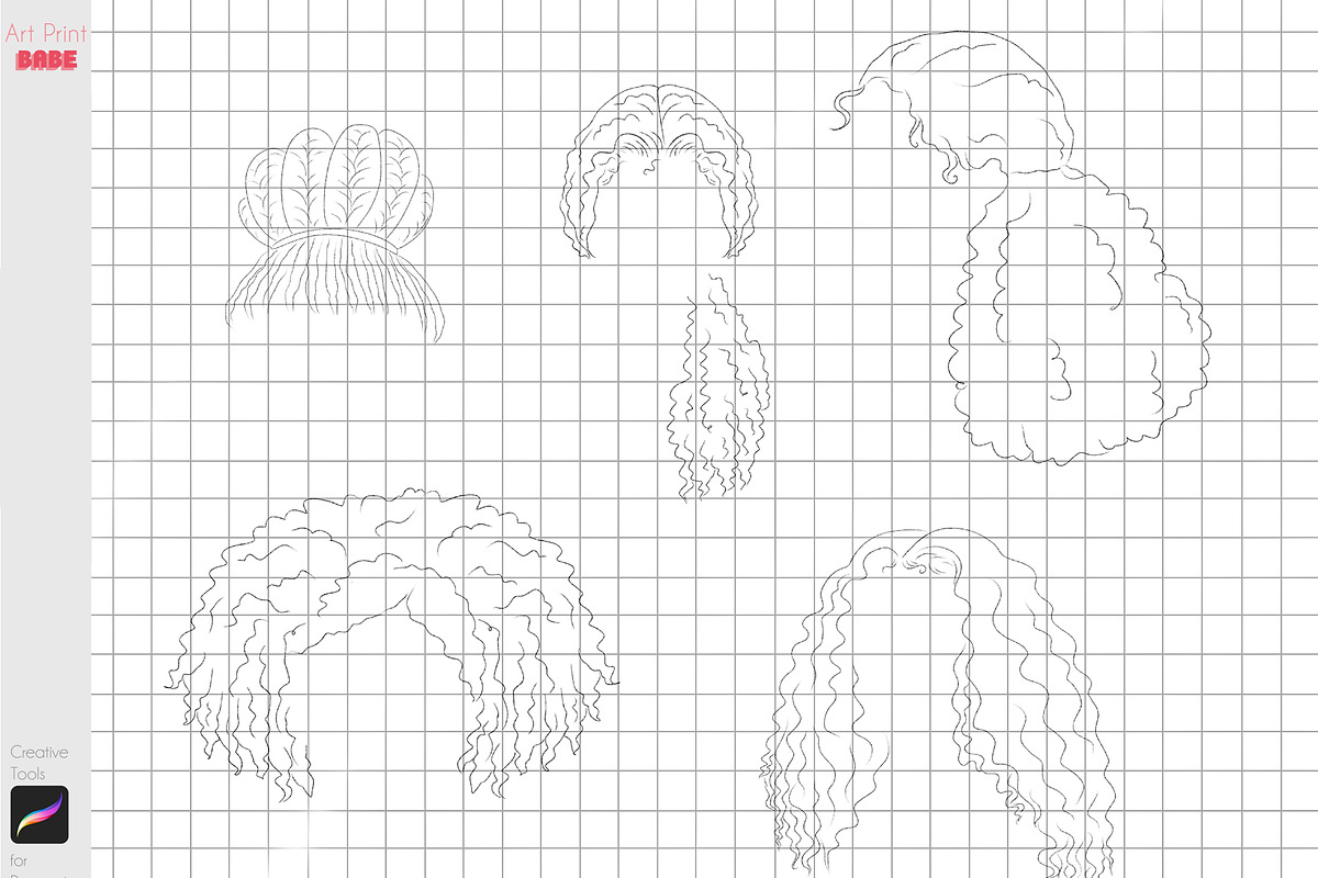 Procreate Afro Hairstle Curly Hair, a Brush Add-On by ArtPrintBabe (Photo 5 of 12)