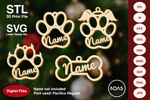 Dog Paw & Bone Plane Christmas Decor