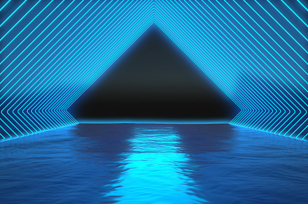 corridor of blue neon lines