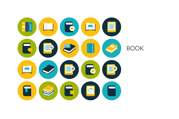 Flat icons set - Book preview 2