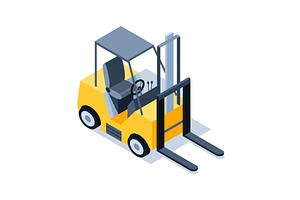 This is an Isometric Forklift, a Transportation Illustration by the8monkey