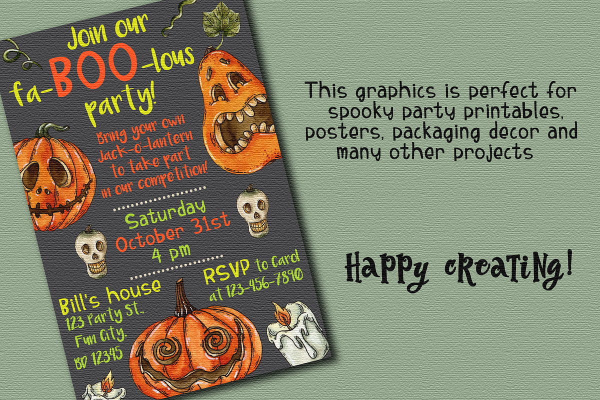 Halloween pumpkins clipart, an Object Graphic by Trinibis (Photo 4 of 4)