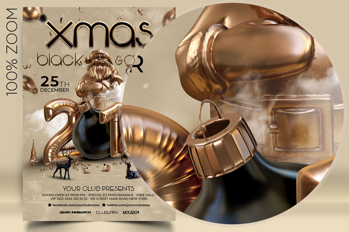 Christmas Gold Party, a Flyer Template by darkmonarch (Photo 2 of 3)