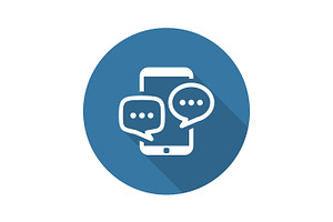 Discussion Icon. Business Concept. Flat Design. Long Shadow.