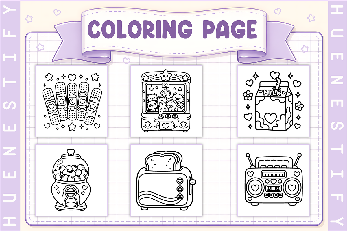 Cute & Groovy Coloring Book, a Decorative Illustration by HueNestify (Photo 2 of 4)