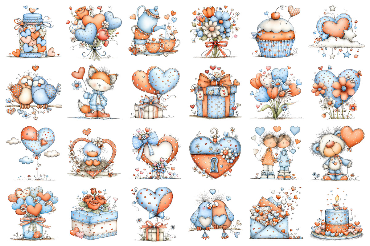Watercolor Valentines Day Clipart, an Illustration by designcity5 (Photo 2 of 5)