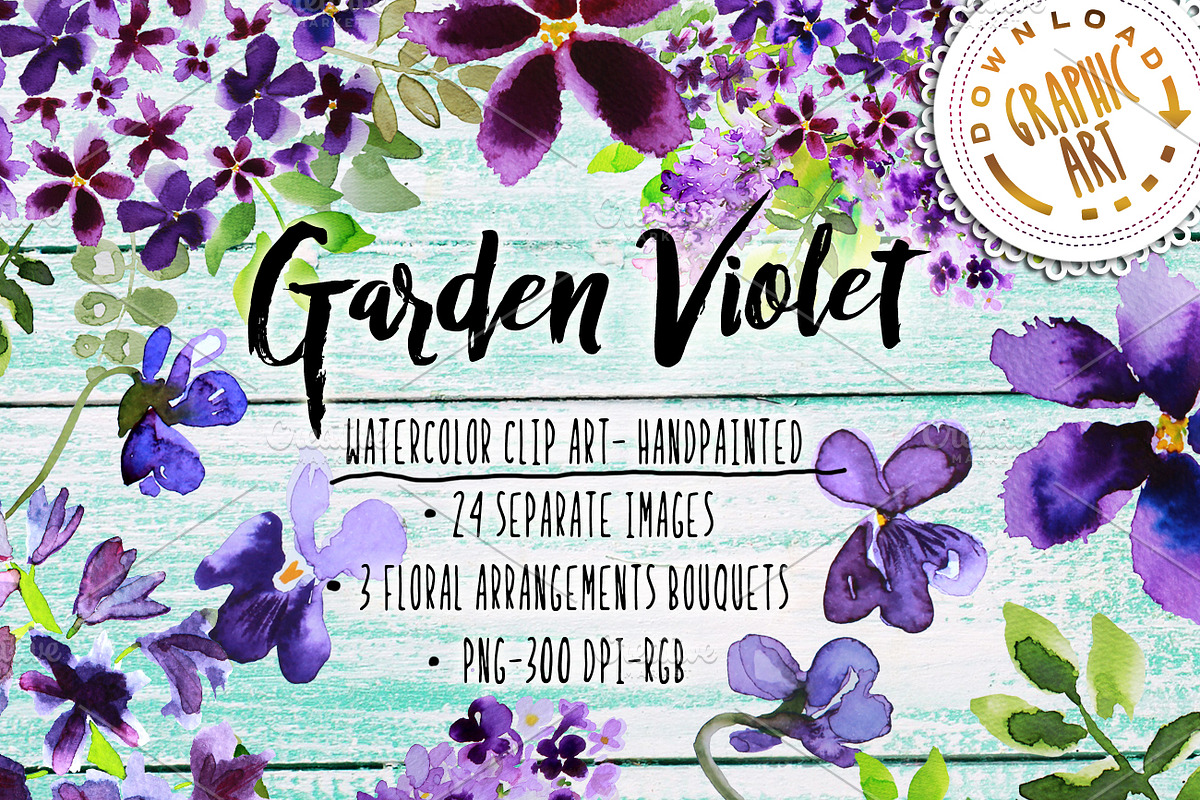 Garden Violet Clipart Purple Bouquet, a Decorative Illustration by Download Graphic Art (Photo 1 of 7)