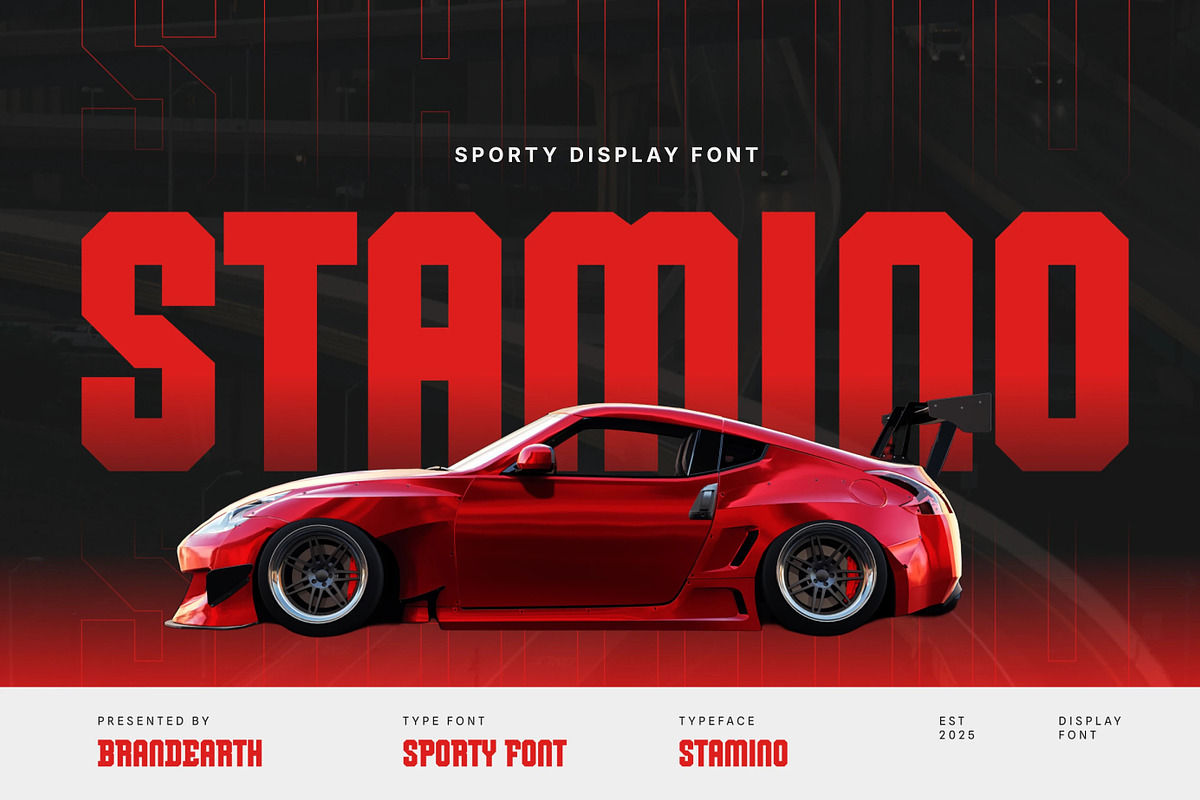 Stamino - Bold Sporty Display Font, a Sans Serif Font by Brand Earth (Photo 1 of 7)
