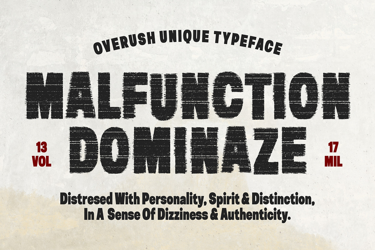 Overush - Distressed Bad Print Sans, a Sans Serif Font by Typia Nesia (Photo 4 of 14)