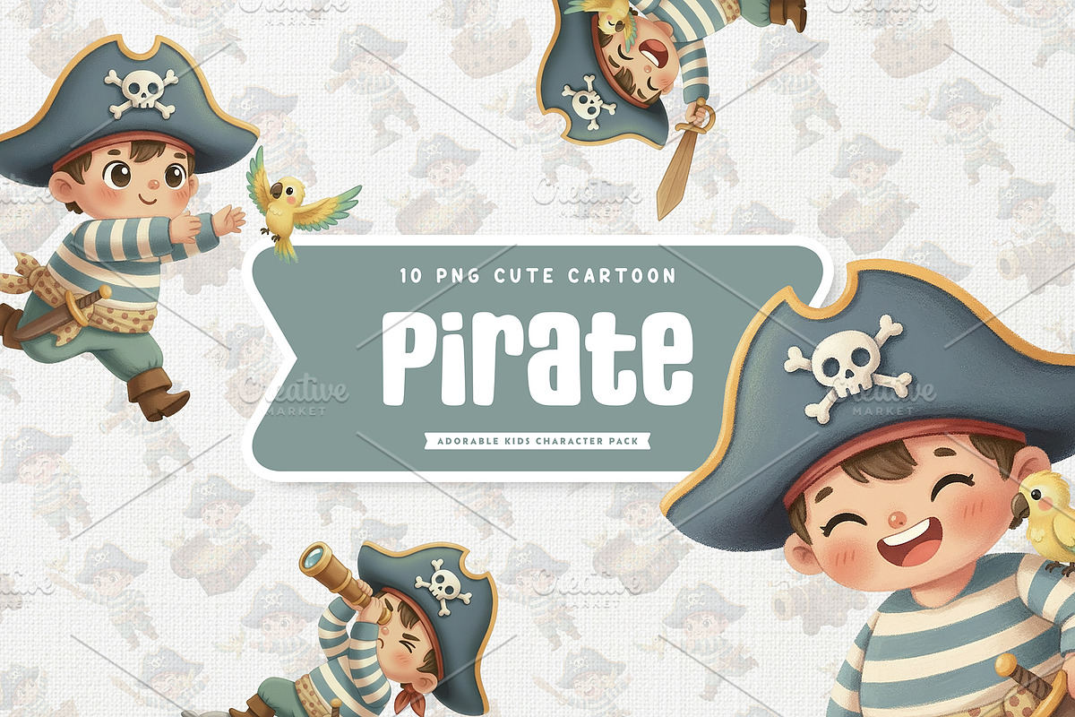 Friendly Pirate Kid Cute Cartoon, a Person Illustration by Gohsantosa (Photo 1 of 4)