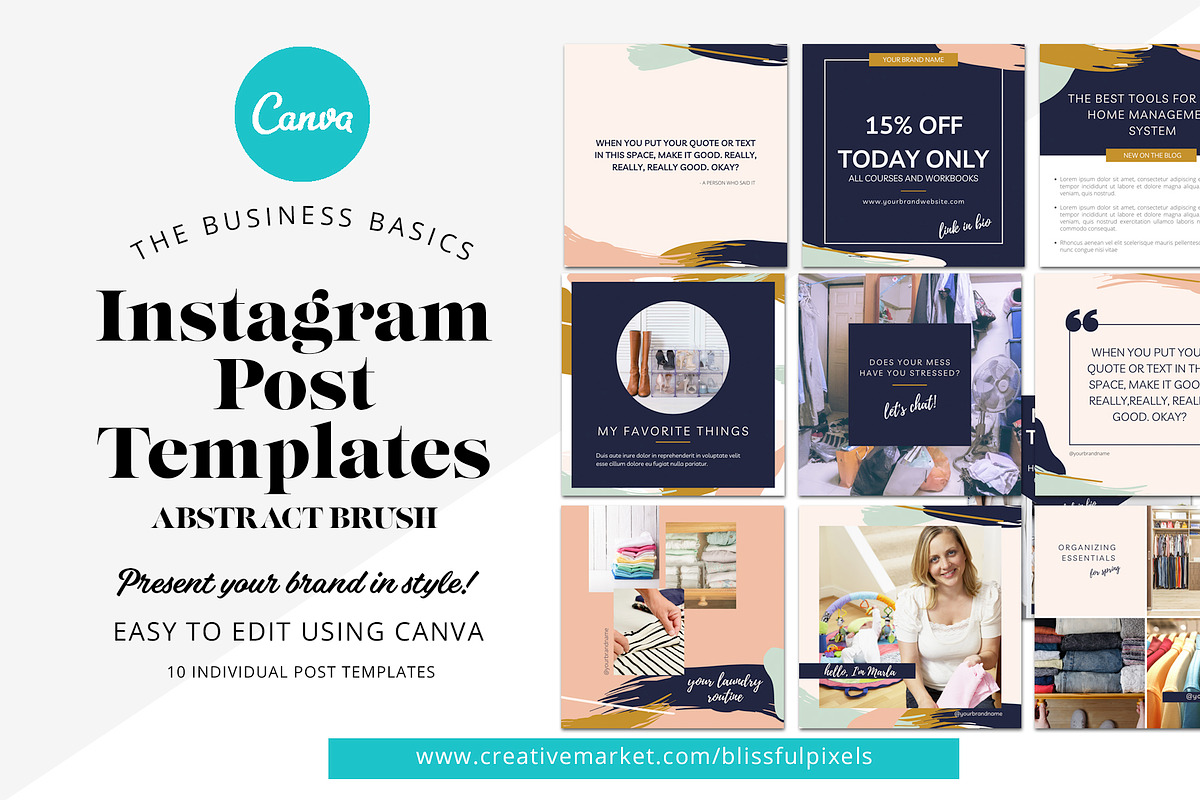 Instagram Post Templates for Canva, a Social Media Template by Blissful Pixels