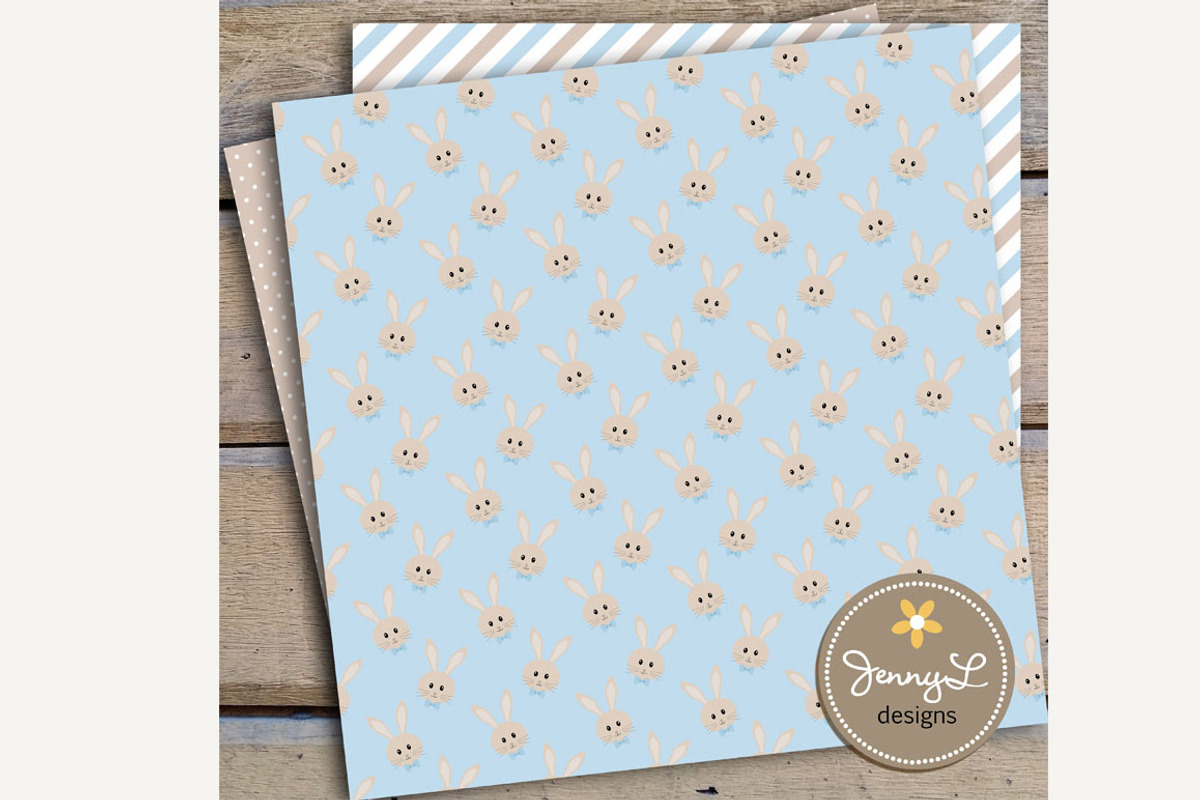 Boy Bunny Rabbit Digital Paper, a Pattern Graphic by JennyL Designs (Photo 3 of 5)