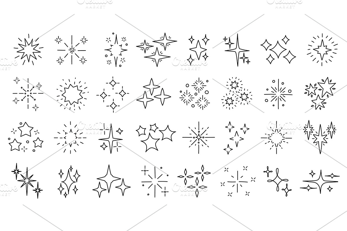 Hand drawn star glitter sparks, an Illustration by winwin.art