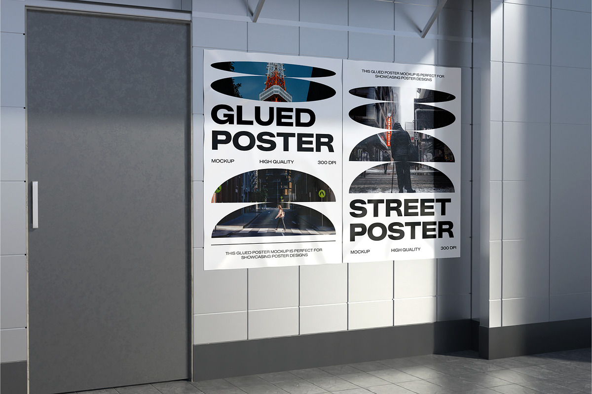Glued Poster Mockup, an Advertising Mockup by Unerispace (Photo 2 of 5)