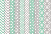 Mint Elephant Clipart & Patterns, an Illustration by Amanda Ilkov (Thumbnail 3 of 3)