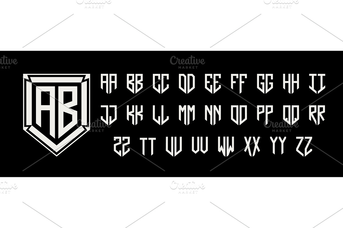 Shield two letters monogram kit, an Illustration by winwin.art
