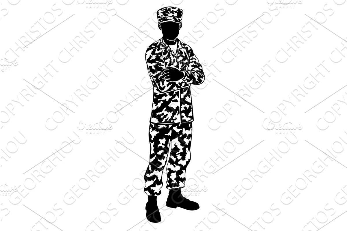 Military Army Soldier Man in, a Person Illustration by Christos Georghiou