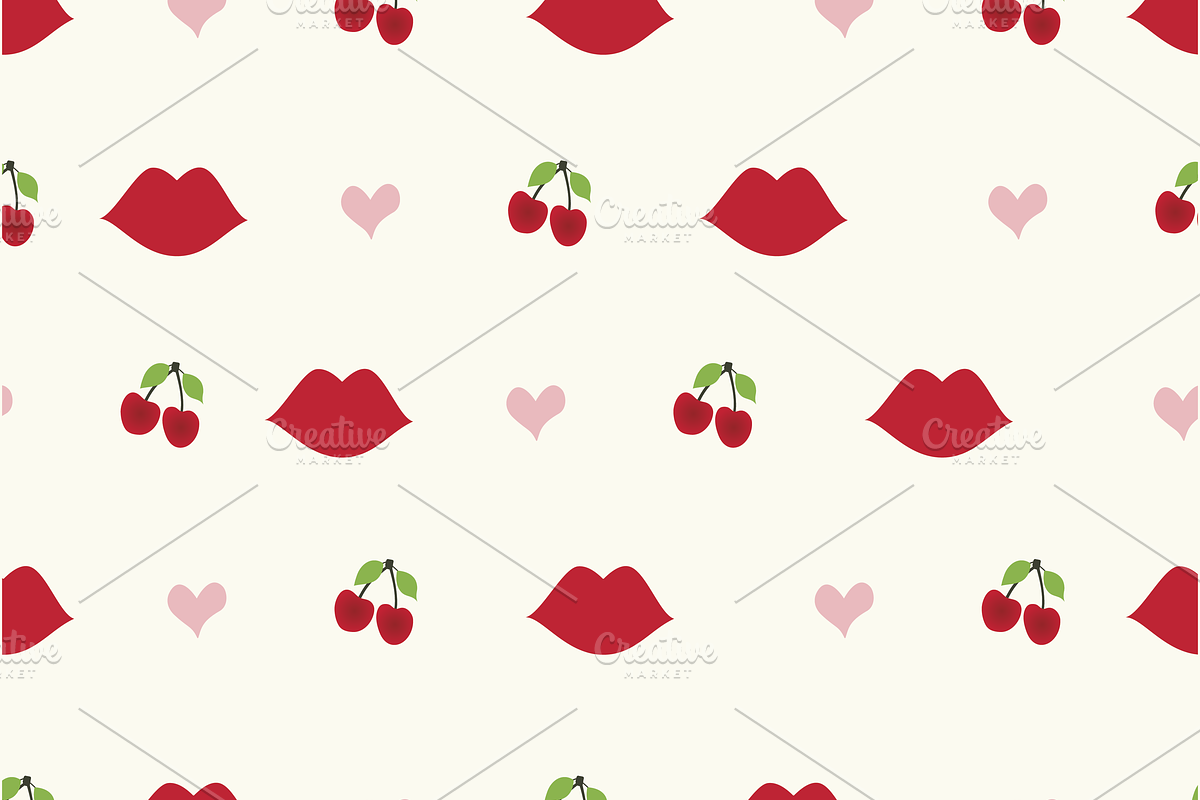 Cherry, Daisy, Lips, Seamless 10 pk, a Pattern Graphic by Amy Lynn Grover (Photo 7 of 10)