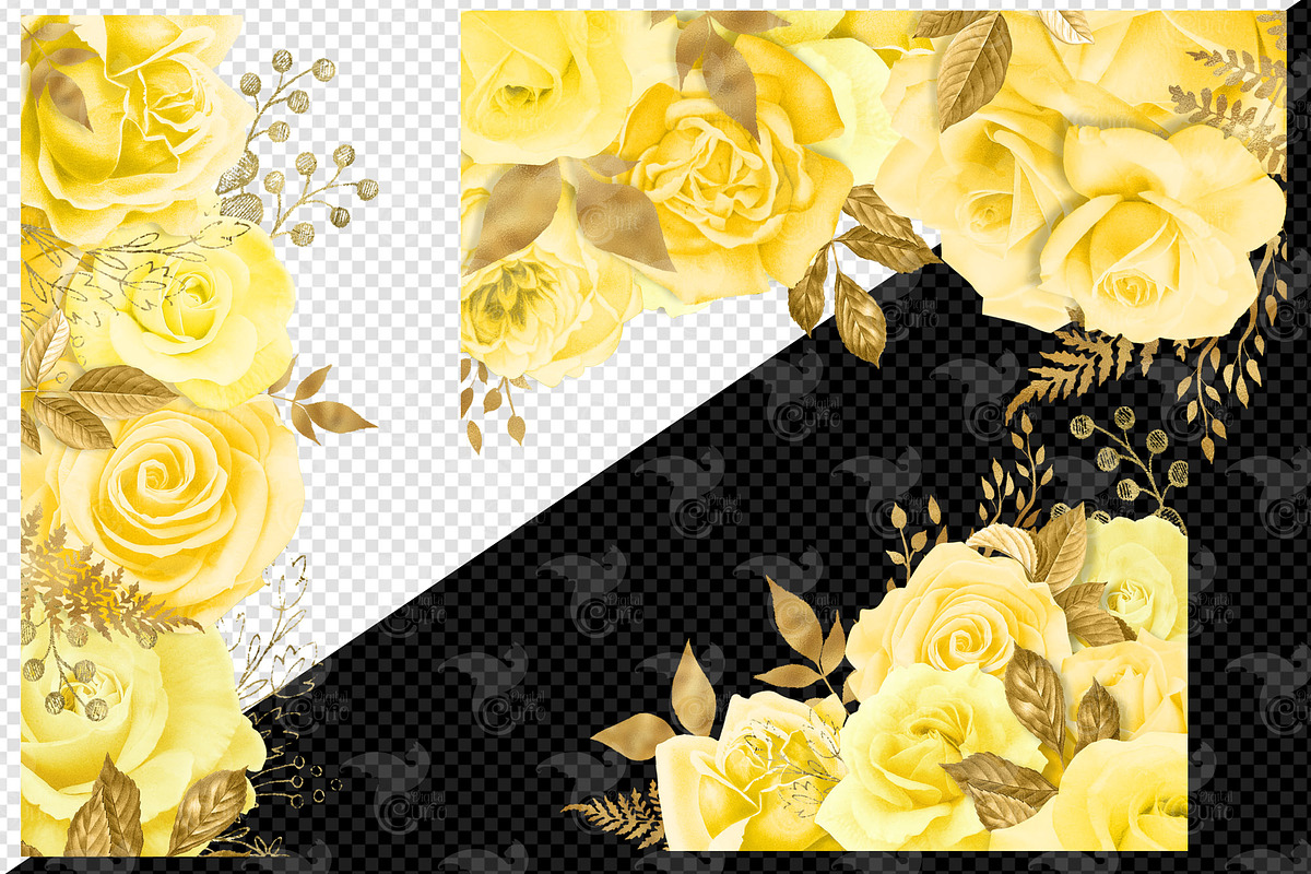 Yellow and Gold Floral Clipart, an Illustration by Digital Curio (Photo 5 of 5)