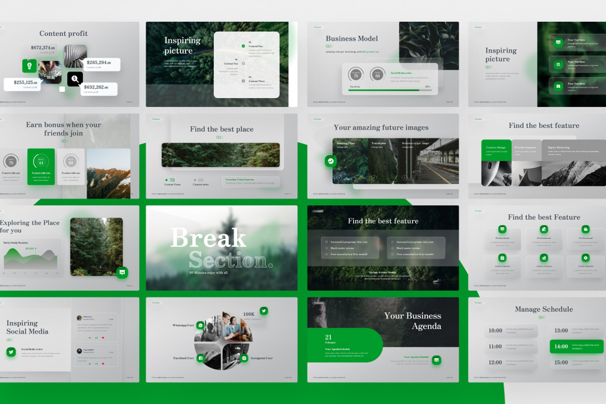 Green Glass PowerPoint Template, a Presentation Template by Brandearth RRGraph (Photo 4 of 7)