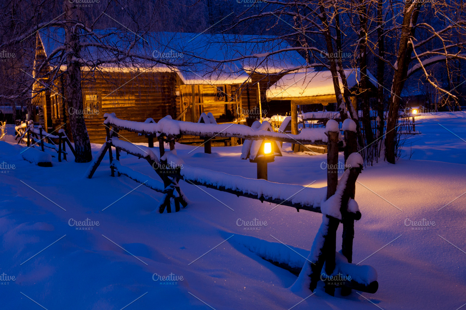 Village Courtyard In Winter