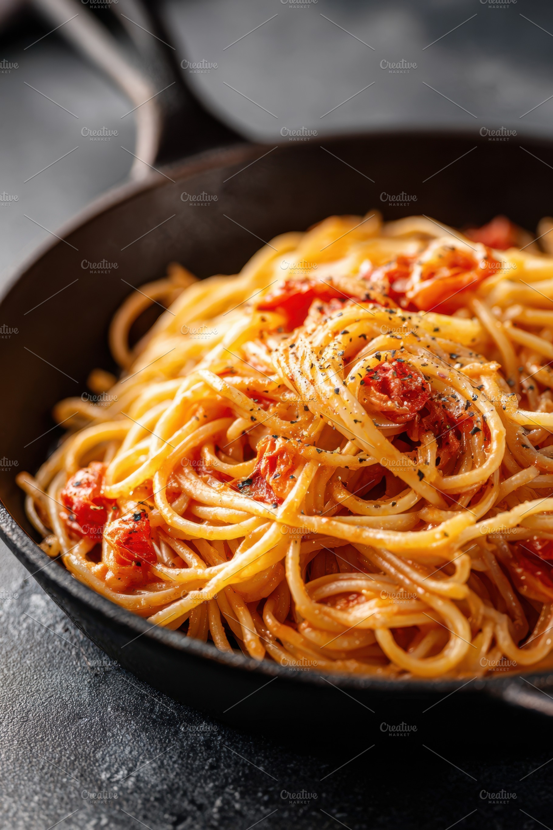 Delicious spaghetti with tomato sauce and cheese, a Food & Drink Photo by AlyaAnd