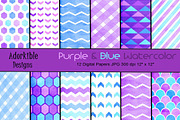 Purple & Blue Watercolor Patterns, a Pattern Graphic by adorkible (Thumbnail 1 of 3)
