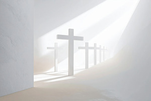 Minimal White Crosses in Soft Light, a Decorative Illustration by Davizro's Market