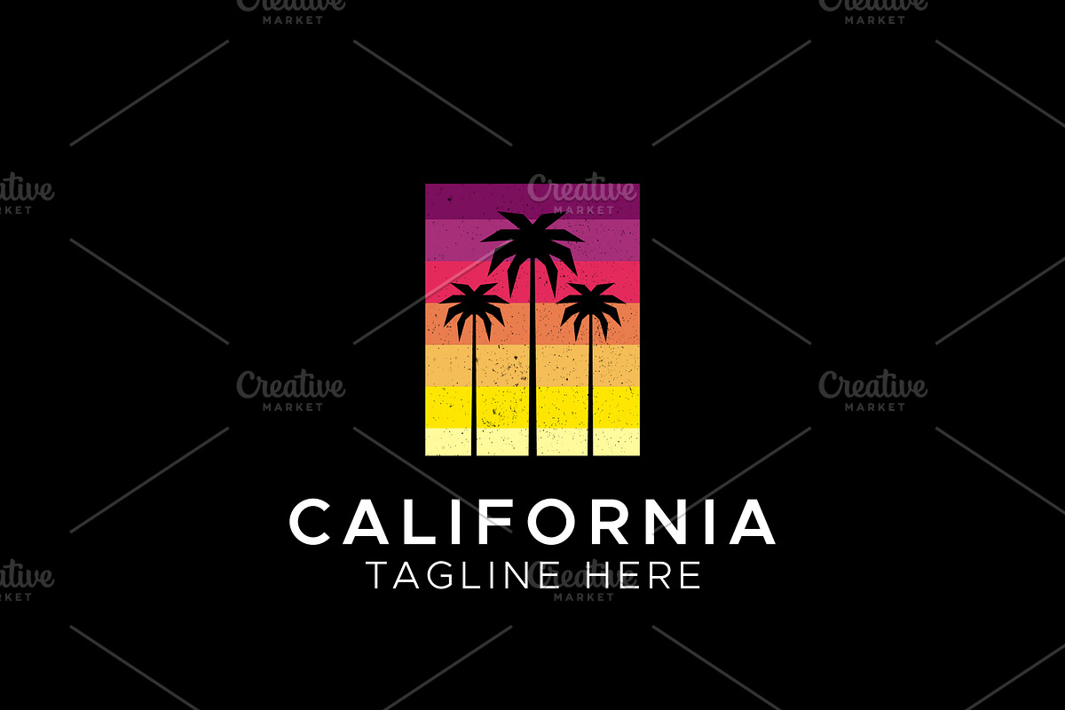 Palm Tree California Beach Logo