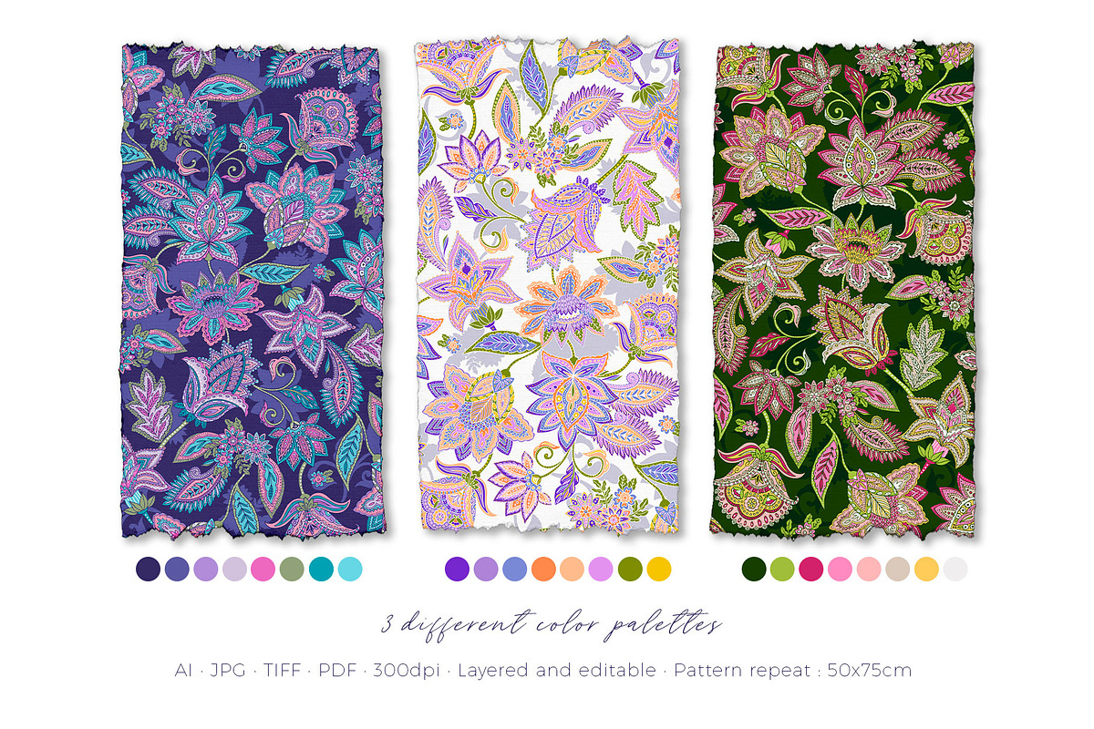 India, Ethnic floral prints, a Pattern Graphic by Laura Camoe (Photo 2 of 10)