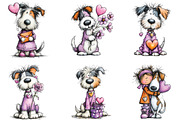 Valentine Cat and Dog Girl Clipart, an Illustration by CraftArtStudio (Thumbnail 3 of 6)