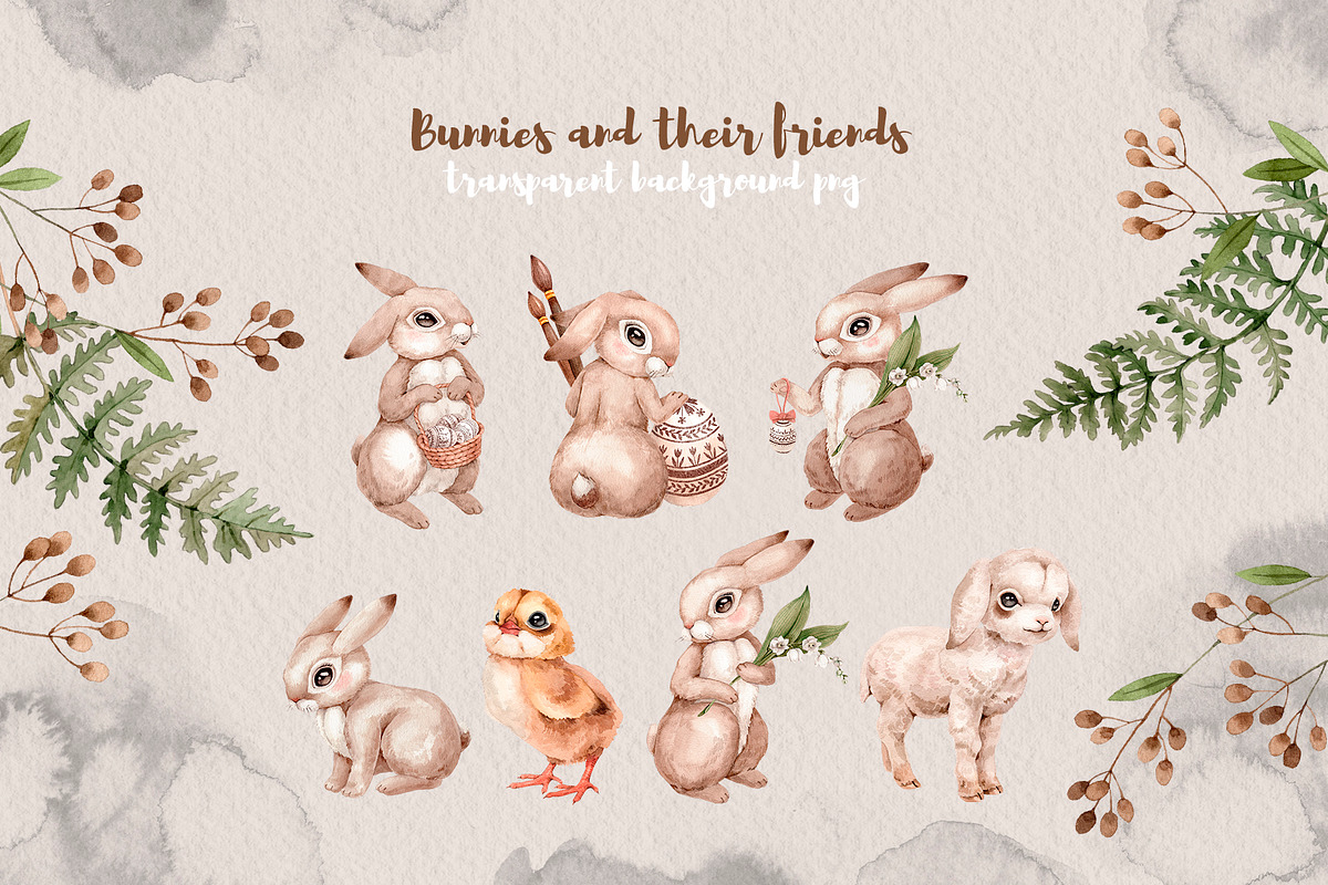 Easter Bunnies. Watercolor forest, an Animal Illustration by Alamella (Photo 7 of 12)