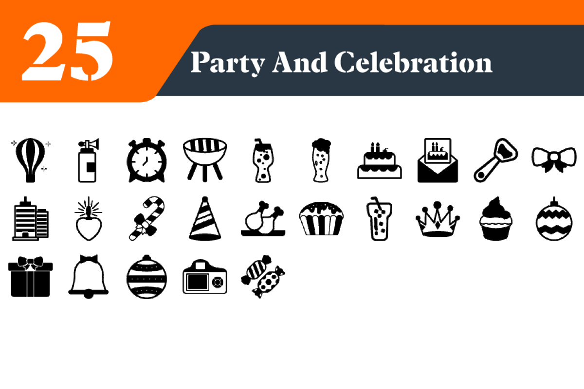 Party and Celebration Solid Icons, an Outline Icon by EllaMaiyaali (Photo 1 of 3)