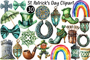 Watercolor St. Patrick's Day Clipart, a Seasonal Illustration by CitraGraphics (Thumbnail 1 of 6)